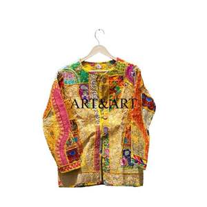 Custom Made Women Banjara Quilted <b>Jacket</b> 100% Cotton Woven Embroidery <b>Floral</b> Pattern Breathable - Product Image 2