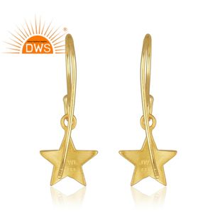 Dernières tendances en argent sterling plaqué or 18 carats, boucles d'oreilles à breloque étoile faites à la main, fabricant de bijoux fins Demi - Product Image 3
