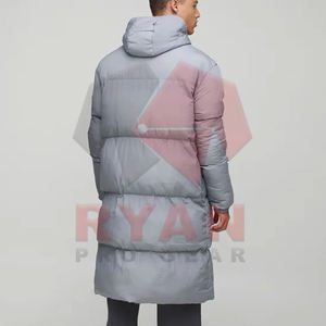 เสื้อแจ็คเก็ตแฟชั่นฤดูหนาวสำหรับผู้ชาย ทรงหลวม กันลม เสื้อโค้ทยาว มีฮู้ดอุ่น คอตั้ง โลโก้ด้านหน้า ลายทอไร้รอยต่อ - Product Image 3