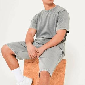 Men's Summer 100% Cotton <b>Knitted</b> Fabric Breathable Two-Piece Casual T-Shirt Shorts <b>Set</b> Lightweight Comfortable Gym Sportswear - Product Image 4