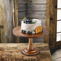 Support à gâteau en bois d'acacia naturel plateau à dessert rond de 12 pouces piédestal de présentation de fête d'anniversaire de mariage rustique pour cupcakes