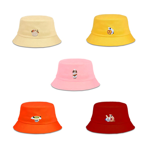 Dog Character Embroidered Patch 100% Cotton Unisex Casual <b>Bucket</b> <b>Hat</b> for Fishing & Travel - Product Image 1