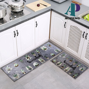Ensemble de tapis de cuisine modernes personnalisés, tissés touffetés, antidérapants, absorbants, en velours polaire doux avec base en caoutchouc à pois - Product Image 3
