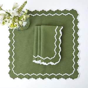 Eco friendly <b>linen</b> table <b>placemat</b> with organic embroidery work for sustainable living dining decor reusable washable natural - Product Image 3