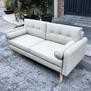 Sofá Moderno de Dos Plazas SFB68037, Estilo Mid-Century, 1.8m de Largo, Tapizado con Relleno de Espuma, Esquinero, de Cuero Genuino, Juego de Muebles para el Hogar - Product Image 6