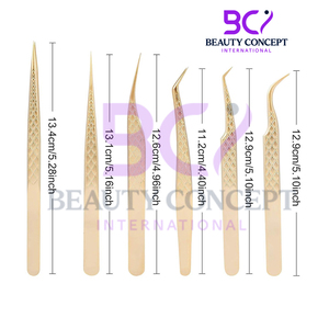 6Pcs Golden Color Highland Quality Fully Customized Made Straight Shaped Lightweight Eyelash Extension Grafted Tweezers - Product Image 3