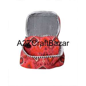 Bolsa de Cosméticos con Estampado a Mano al por Mayor para Mujer, Bolsa de Maquillaje con Estampado a Bloque para Viaje y Set de Cosméticos para Novia - Product Image 3