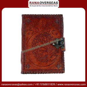 Top on Demand Tree Pentacle & Moon Design <b>Leather</b> Bound <b>Notebook</b> <b>Refillable</b> Diary <b>Leather</b> Journal Sketchbook for Artist Sketch - Product Image 2