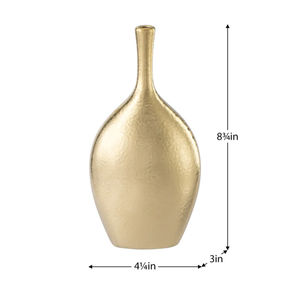 Vase en métal en aluminium poli et martelé en or, fabriqué à la main, revêtement de sol moderne, pots de fleurs décoratifs, couleur or, métal - Product Image 3