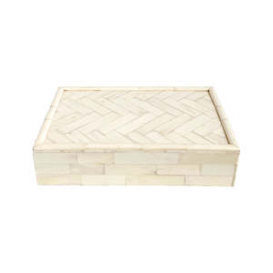Boîte en os naturel blanc, entièrement faite à la main et polie à la main - cadeau - bijoux - décoration intérieure - Product Image 1