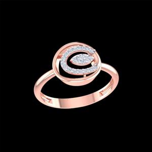 แหวนค็อกเทลเพชรทองคำ 14k สีโรสโกลด์สำหรับผู้หญิง พร้อมการฝังแบบ Prong Setting สำหรับงานแต่งงานและงานปาร์ตี้ - Product Image 1