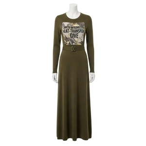 เดรสผ้าโพลีเอสเตอร์เนื้อนุ่มพิมพ์ลายผ้าถ่ายโอนความร้อนสวมใส่สบายสำหรับใส่ในชีวิตประจำวันไม่ยับย่น - Product Image 5