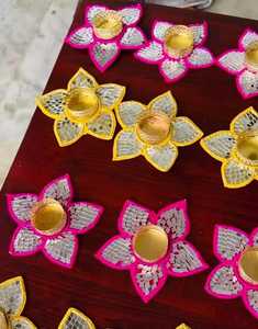 ที่ใส่เทียนทีไลท์รูปดอกไม้สำหรับเทศกาลดิวาลิปาร์ตี้กลางคืนตกแต่งบ้านจัดงานแต่งงานอินเทรนด์เสื่อดอกไม้กลางโต๊ะ - Product Image 2