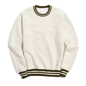 Sudaderas de cuello redondo con cuello acanalado a rayas personalizadas al por mayor, sudaderas de gran tamaño de algodón de alta calidad para hombre para otoño - Product Image 1