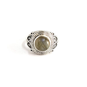 Fashionable Labradorite <b>Ring</b> <b>Adjustable</b> 4.8 Gram Moon Shape <b>Ring</b> with Rose Gold Plating and 18K Bezel Setting Gift - Product Image 1