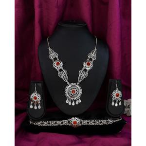 Premium alloy based silver plated necklace set with French inspired design & export quality finish African France <b>Jewellery</b> Set - Product Image 1