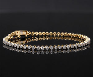 Pulsera DE TENIS simétrica chapada en rodio de oro amarillo atemporal de 14 quilates, brazaletes de diamantes de corte brillante Natural de elegancia diaria - Product Image 1