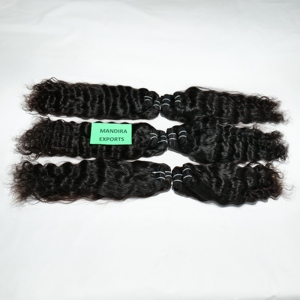 Vente en gros d'extensions de cheveux humains indiens ondulés non traités de qualité supérieure 100% cheveux vierges bruts faisceaux naturels couleur noire - Product Image 5