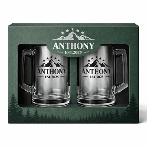 Set di Boccali da Birra Personalizzati, Set Regalo con Bicchieri da Birra in Vetro con <span class=keywords><strong>Nome</strong></span> Personalizzato per Bar Domestico - Product Image 1