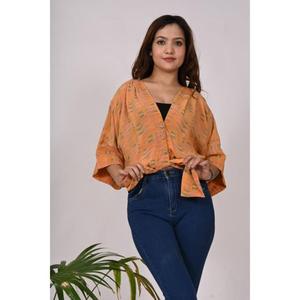 เสื้อกล้ามผ้าเครปผ้าไหม Boho ดีไซน์เนอร์สำหรับผู้หญิงเสื้อครอปแขนสั้นลำลองมีสไตล์สำหรับใส่ไปงานปาร์ตี้เสื้อครอปสำหรับผู้หญิง - Product Image 4