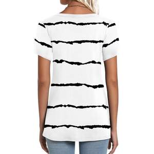 Camisetas de estilo ajustado para mujer personalizadas OEM 100% algodón estampado patrón para verano ropa de calle camisetas de verano pesadas para mujer - Product Image 3