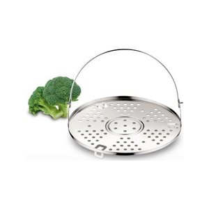 Panier vapeur en acier inoxydable chromé poli de 22 cm avec silicone, compatible avec les cuisinières à induction et à gaz, pour une utilisation domestique en cuisine - Product Image 1