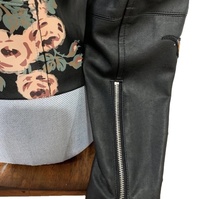 Veste de moto matelassée pour femmes sur mesure respirante et coupe-vent avec cuir embelli solide noir taille 5XL