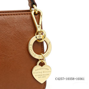 Accessoires <span class=keywords><strong>de</strong></span> sac <span class=keywords><strong>de</strong></span> qualité or clair, vente en gros, gravure personnalisée, breloques porte-clés en métal avec logo circulaire - Product Image 5