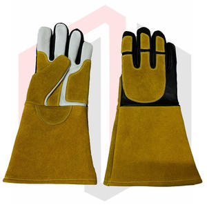 Gants de travail de soudage blancs en cuir de vache fendu résistant à la chaleur - Product Image 1