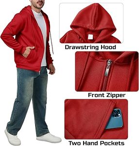 Sweat-shirts décontractés pour hommes en polyester/coton polaire, couleur unie, coupe régulière avec poche, séchage rapide, respirant, écologique - Product Image 1