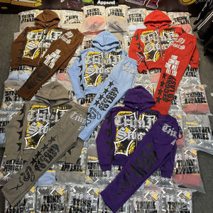 Chándal Deportivo para Hombre, Estilo Flare, 100% Algodón, con Capucha, Ligero, Transpirable, Elegante, de Primera Calidad, Superventas de Invierno - Product Image 1