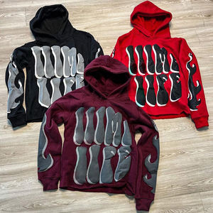 Premium Quality Custom <b>Black</b> Hoodie for <b>Men</b> <b>Fleece</b> Drop Shoulder Puff Printed Full Zip up Solid Pattern Winter Design - Product Image 5