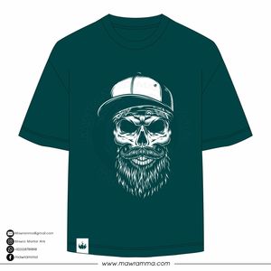 T-shirt da uomo verde scuro a maniche corte con stampa teschio e <span class=keywords><strong>barba</strong></span>, girocollo, casual, vestibilità regolare, in jersey di cotone - Product Image 5