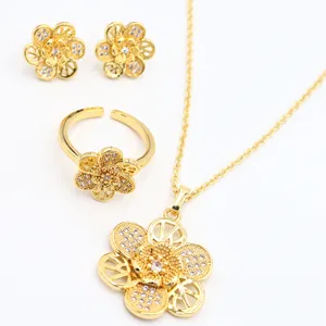 Blossom Beauty Magnificent Locket Set: Three-Piece Jewelry Set with Floral Design - Locket Necklace, Matching Earrings, and Ring