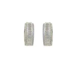 Wholesaler And Manufacturer Of American Diamond Bali Hoop Earring With Rhodium Plating 419443