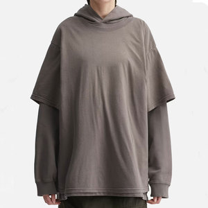 Sudadera con Capucha de Punto para Mujer, Estilo Holgado con Hombros Caídos, Mangas Dobles, Manga Larga, 100% Algodón, Gran Venta - Product Image 1