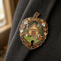 Broche personnalisée en émail motif citrouille et trou de serrure, renard de la forêt, en alliage de zinc plaqué or, imitation antique moderne, pour costume
