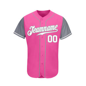 <b>Top</b> Quality Baseball Uniform Half Sleeves <b>Pink</b> And Gray Color Jersey With Comfortable Sports Wear Baseball Uniform - Product Image 6