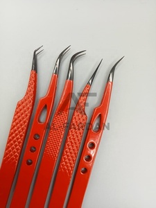 Pinzas Profesionales para Pestañas de Acero Inoxidable Sólido, Punta Negra, Color Rojo, Aislamiento Puntual, Mejor Agarre, Pinzas para Extensiones de Pestañas - Product Image 5