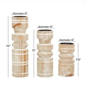 Bougeoir en bois de luxe fait à la main finition blanchie Home Restaurant bougeoir parfumé pour décoration de Noël mariages autre - Product Image 3