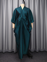ADR060329 Robes Bubu longues et amples africaines élégantes et décontractées à col en V, manches bouffantes et froncées