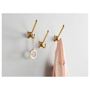 Set of 3 Brushed Aluminum Wall Hooks for Heavy-duty Coat and Bag Hanging Golden Polished Finished Damage-free Space-saving - Product Image 1