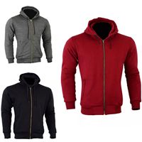 Vente en gros, veste à capuche de moto blindée CE, veste à capuche polaire de protection zippée doublée noir gris