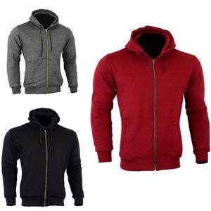 Vente en gros, veste à capuche de moto blindée CE, veste à capuche polaire de protection zippée doublée noir gris - Product Image 5