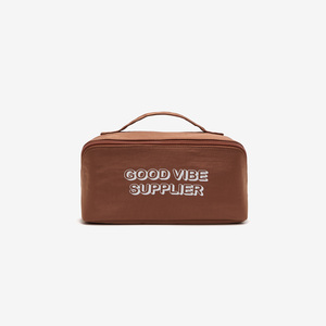 Fashionable Lightweight Nylon Cosmetic Bag Portable <b>Makeup</b> Storage Zipper Closure Large Capacity Waterproof Foldable Daily Use - Product Image 1