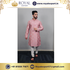 Collection Kurta Payjama pour hommes en soie de coton traditionnelle par Royal Export au prix de gros - Product Image 5