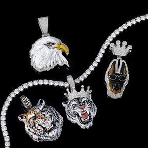 Collar con Colgante de Diamantes de Imitación en Aleación Chapada en Oro para Hombre, Venta al Por Mayor de Fábrica Personalizada - Product Image 4