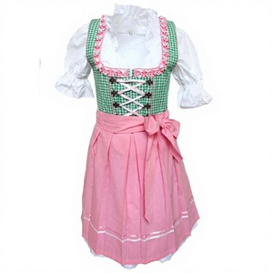 Vestido Tradicional Bávaro Dirndl Rosa Vintage Mini de Algodón Transpirable con Diseño Personalizado para Oktoberfest, con Sujetador Incorporado - Product Image 1