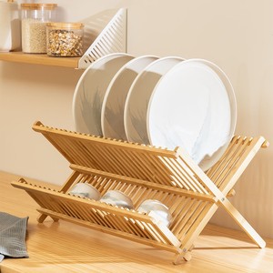 Escurridor de platos de bambú plegable, tendencia caliente, platos ecológicos, secado de estantes de madera para Cocina - Product Image 3