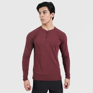 เสื้อยืดแขนยาว M024 สีแดงเลือดหมู สำหรับออกกำลังกายและยิมนาสติก - เสื้อผ้าออกกำลังกายที่สวมใส่สบาย - Product Image 1
